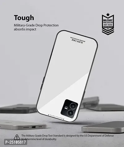 CSK Luxurious Toughened Glass Back Case with Shockproof TPU Bumper Case Cover Designed for?Vivo Y22s - White-thumb4