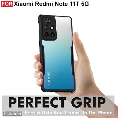 CSK Redmi Note 11T Case Back Cover Shockproof Bumper Crystal Clear Camera Protection | Acrylic Transparent Eagle Cover for Redmi Note 11T (Black).-thumb2