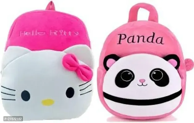 CSK Hello kitty  Pink Panda Combo Kids School Bag Cute Backpacks for Girls/Boys/Animal Cartoon Mini Travel Bag Backpack for Kids Girl Boy 2-6 Years