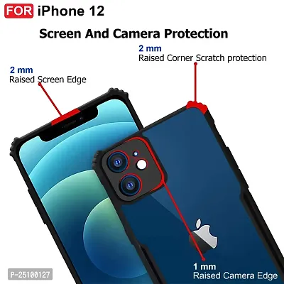 CSK i-Phone 12 Mini Case Back Cover Shockproof Bumper Crystal Clear Camera Protection | Acrylic Transparent Eagle Cover for i-Phone 12 Mini (Black).-thumb4