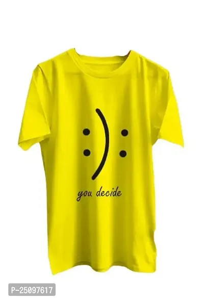 CSK Store You Decide Happy  Sad Face Design Printed Round Neck T-Shirt for Men