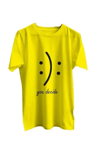 CSK Store You Decide Happy Sad Face Design Round Neck T-Shirt for Men