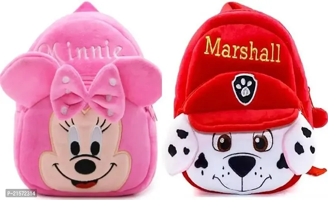 CSK Marshall  Minnie Pink Combo Kids School Bag Cute Backpacks for Girls/Boys/Animal Cartoon Mini Travel Bag Backpack for Kids Girl Boy 2-6 Years