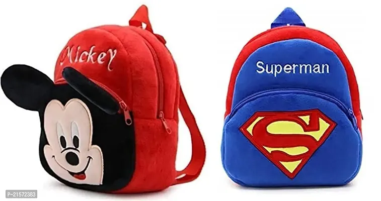 CSK Mickey  Superman Combo Kids School Bag Cute Backpacks for Girls/Boys/Animal Cartoon Mini Travel Bag Backpack for Kids Girl Boy 2-6 Years