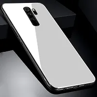 CSK Luxurious Toughened Glass Back Case with Shockproof TPU Bumper Case Cover Designed for?Poco M2 - White-thumb4