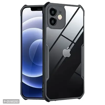 CSK Apple i-Phone 12 Case Back Cover Shockproof Bumper Crystal Clear Camera Protection | Acrylic Transparent Eagle Cover for Apple i-Phone 12 (Black).