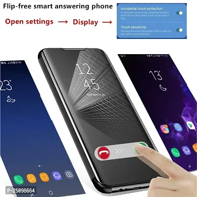 CSK Flip Cover for Oppo K3 Clear View Polycarbonate Shockprrof Mirror Flip Cover for Oppo K3 (Black)-thumb3