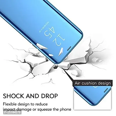 CSK Flip Cover Samsung Galaxy A10 Mirror Flip Poly Carbonate Semi Transparent, Mirror Flip Case Cover for Samsung Galaxy A10 - Blue-thumb5
