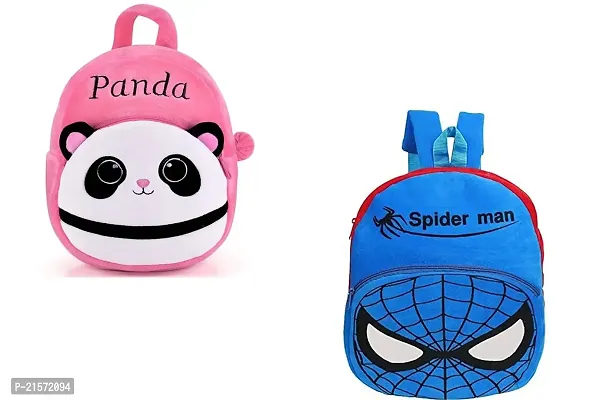 CSK Panda Pink  Spider blue Combo Kids School Bag Cute Backpacks for Girls/Boys/Animal Cartoon Mini Travel Bag Backpack for Kids Girl Boy 2-6 Years