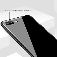 CSK Luxurious Toughened Glass Back Case with Shockproof TPU Bumper Case Cover Designed for?Realme C1 - Black-thumb2