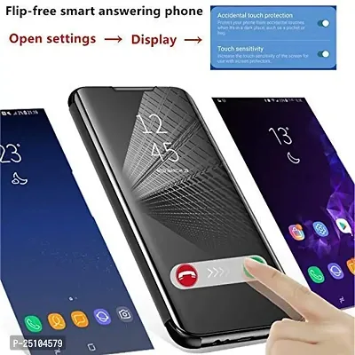 CSK Flip Cover Samsung Galaxy A10 Mirror Flip Poly Carbonate Semi Transparent, Mirror Flip Case Cover for Samsung Galaxy A10 - Blue-thumb4
