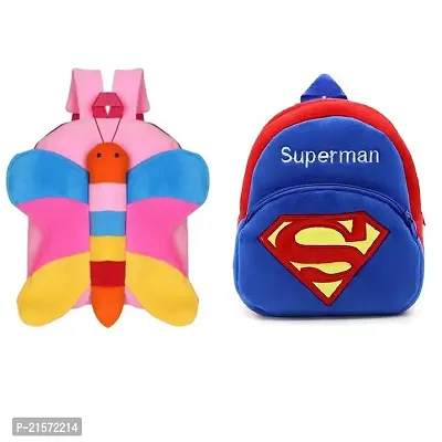 CSK Butterfly  Superman Combo Kids School Bag Cute Backpacks for Girls/Boys/Animal Cartoon Mini Travel Bag Backpack for Kids Girl Boy 2-6 Years-thumb0