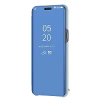 CSK Flip Cover Realme 3 Pro Clear Mirror View Leather Flip PC Mirror Flip Folio with Magnetic Horizontal Kickstand Mirror Flip Case for Realme 3 Pro - Blue-thumb1