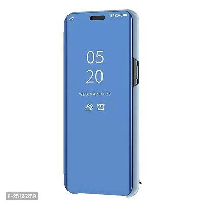 CSK Flip Cover Realme 3 Pro Clear Mirror View Leather Flip PC Mirror Flip Folio with Magnetic Horizontal Kickstand Mirror Flip Case for Realme 3 Pro - Blue-thumb2