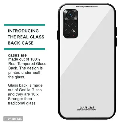 CSK Luxurious Toughened Glass Back Case with Shockproof TPU Bumper Case Cover Designed for?Redmi Note 11s - White-thumb3