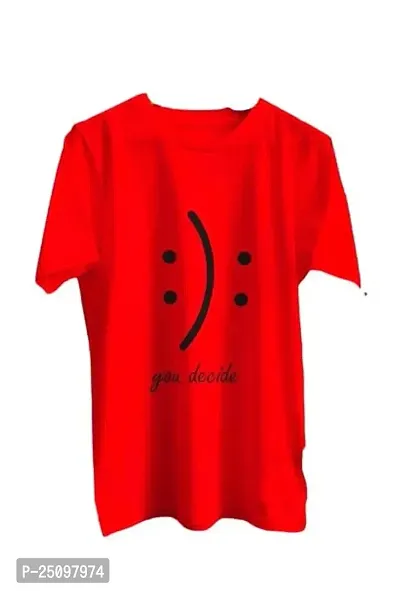 CSK Store You Decide Happy  Sad Face Design Printed Round Neck T-Shirt for Men