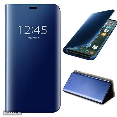 CSK Flip Cover Samsung Galaxy A10 Mirror Flip Poly Carbonate Semi Transparent, Mirror Flip Case Cover for Samsung Galaxy A10 - Blue-thumb2