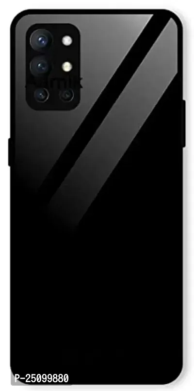 CSK Glass Back Case Cover for OnePlus 9R Luxury Toughened Shockproof TPU Bumper Case Cover Designed for OnePlus 9R (Black)