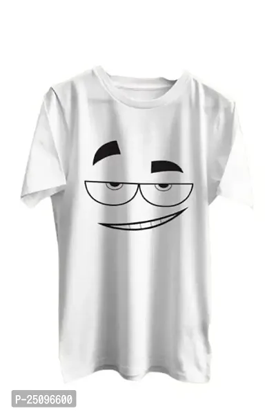 CSK Store Smiley Face and Eye Glasses Wear Design Round Neck T-Shirt for Men