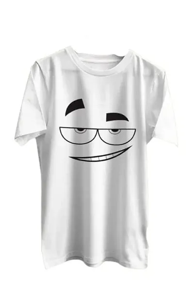 CSK Store Smiley Face and Eye Glasses Wear Design Round Neck T-Shirt for Men