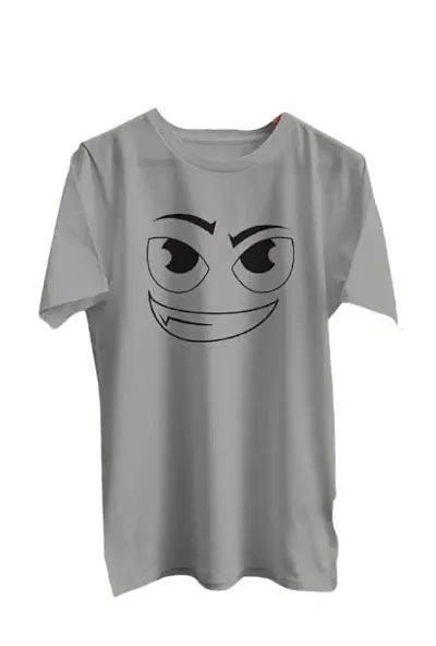 CSK Store Big Smiley Face Design Printed Round Neck T-Shirt for Men