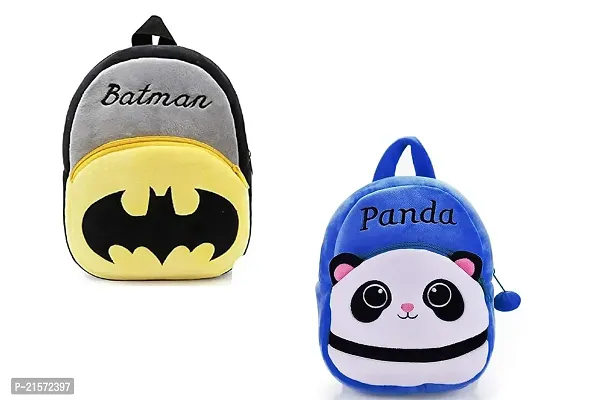 CSK Batman  Panda Blue Combo Kids School Bag Cute Backpacks for Girls/Boys/Animal Cartoon Mini Travel Bag Backpack for Kids Girl Boy 2-6 Years-thumb0