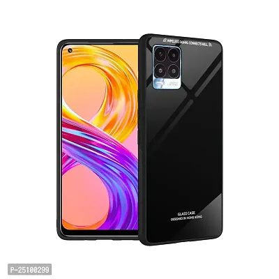 CSK Glass Back Case Cover for Realme 8 Pro Luxury Toughened Shockproof TPU Bumper Case Cover Designed for Realme 8 Pro (Black)