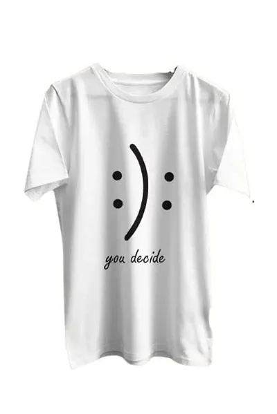 CSK Store You Decide Happy & Sad Face Design Printed Round Neck T-Shirt for Men