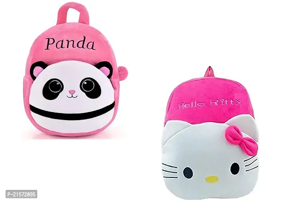 CSK Pink Panda  Hello Kitty Combo Kids School Bag Cute Backpacks for Girls/Boys/Animal Cartoon Mini Travel Bag Backpack for Kids Girl Boy 2-6 Years