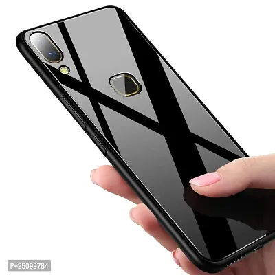CSK Luxurious Toughened Glass Back Case with Shockproof TPU Bumper Case Cover Designed for?Vivo V9 Youth - Black