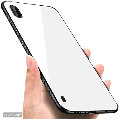 CSK Luxurious Toughened Glass Back Case with Shockproof TPU Bumper Case Cover Designed for?Redmi 9A - White-thumb0