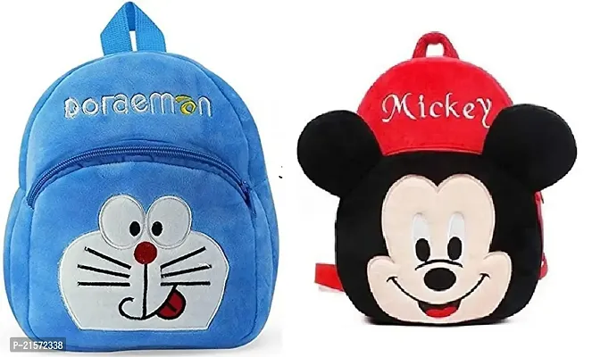 CSK Doremon  Mickey Down Red Combo Kids School Bag Cute Backpacks for Girls/Boys/Animal Cartoon Mini Travel Bag Backpack for Kids Girl Boy 2-6 Years