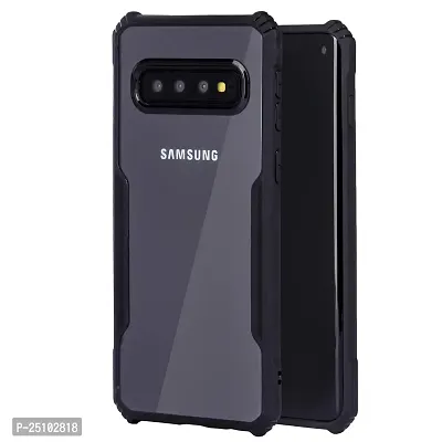 CSK Galaxy S10 Case Back Cover Shockproof Bumper Crystal Clear Camera Protection | Acrylic Transparent Eagle Cover for Galaxy S10 (Black).-thumb0