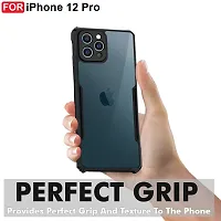 CSK i-Phone 12 Pro Case Back Cover Shockproof Bumper Crystal Clear Camera Protection | Acrylic Transparent Eagle Cover for i-Phone 12 Pro (Black).-thumb1