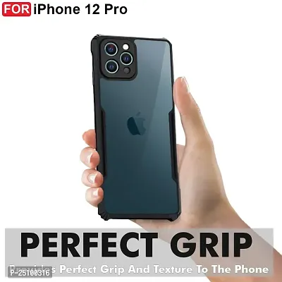 CSK i-Phone 12 Pro Case Back Cover Shockproof Bumper Crystal Clear Camera Protection | Acrylic Transparent Eagle Cover for i-Phone 12 Pro (Black).-thumb2