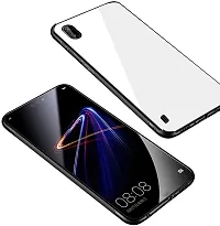 CSK Luxurious Toughened Glass Back Case with Shockproof TPU Bumper Case Cover Designed for?Redmi 9A - White-thumb2