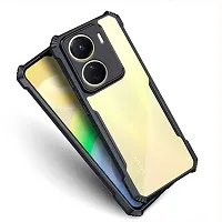 CSK Vivo Y16 Case Back Cover Shockproof Bumper Crystal Clear Camera Protection | Acrylic Transparent Eagle Cover for Vivo Y16 (Black).-thumb1