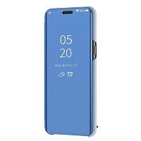 CSK Flip Cover Oppo Reno 7 5G Clear Mirror View Leather Flip PC Mirror Flip Folio with Magnetic Horizontal Kickstand Mirror Flip Case for Oppo Reno 7 5G - Blue-thumb1