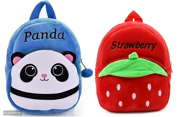 CSK Panda Blue  Stawarry Combo Kids School Bag Cute Backpacks for Girls/Boys/Animal Cartoon Mini Travel Bag Backpack for Kids Girl Boy 2-6 Years