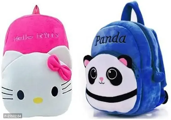 CSK Hello Kitty  Blue Panda Combo Kids School Bag Cute Backpacks for Girls/Boys/Animal Cartoon Mini Travel Bag Backpack for Kids Girl Boy 2-6 Years-thumb0