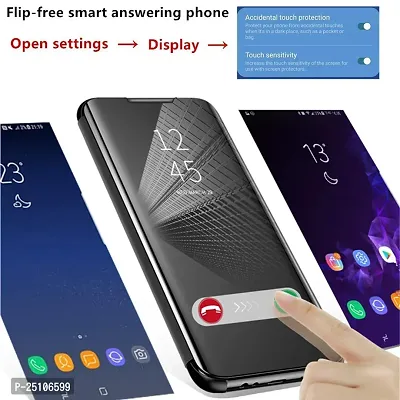 CSK Flip Cover OnePlus 8 Pro Clear Mirror View Leather Flip PC Mirror Flip Folio with Magnetic Horizontal Kickstand Mirror Flip Case for OnePlus 8 Pro - Black-thumb3