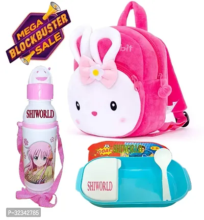 Free Water Bottle and Lunch Box Velvet Kids Soft Cartoon Animal School Bag Soft Plush Backpacks