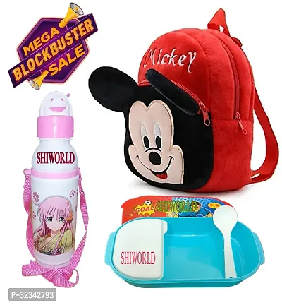 Free Water Bottle and Lunch Box Velvet Kids Soft Cartoon Animal School Bag Soft Plush Backpacks-thumb0