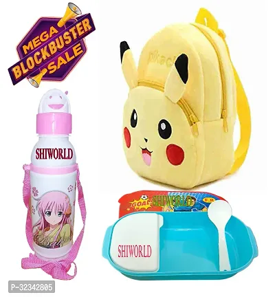 Free Water Bottle and Lunch Box Velvet Kids Soft Cartoon Animal School Bag Soft Plush Backpacks