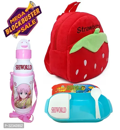 Free Water Bottle and Lunch Box Velvet Kids Soft Cartoon Animal School Bag Soft Plush Backpacks