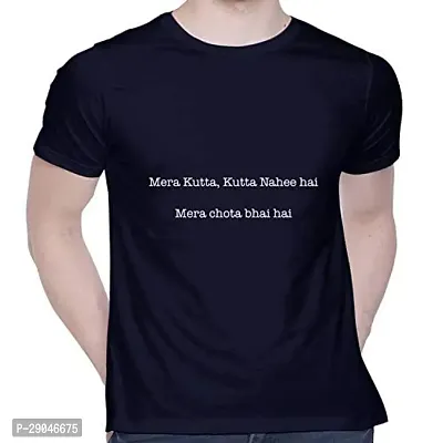 Reliable Navy Blue Polycotton Printed Tees For Men