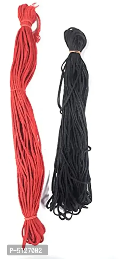 The Spiritual Elegant 16 meters RED Color Silk Dhaga/Thread AND The Religious 16 meters Black Nazar Thread Nylon Kaala Dhaga Silk Thread Suraksha kavacha-thumb0