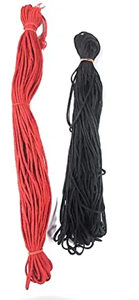 The Spiritual Elegant 16 meters RED Color Silk Dhaga/Thread AND The Religious 16 meters Black Nazar Thread Nylon Kaala Dhaga Silk Thread Suraksha kavacha-thumb1