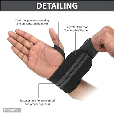 Weight Lifting Wrist Support with Thumb Loop Strap for Gym- Made of Velcro and Elastic Band for Men  Women-thumb3