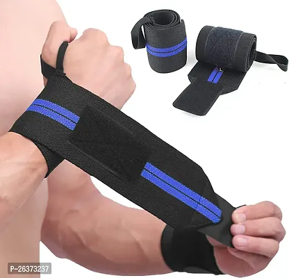 Wrist Support Band with Thumb Loop, Wrist Supporter for Gym, Weightlifting  Workout, Wrist Wrap/Straps for Men  Women Blue (1 Pair)-thumb0